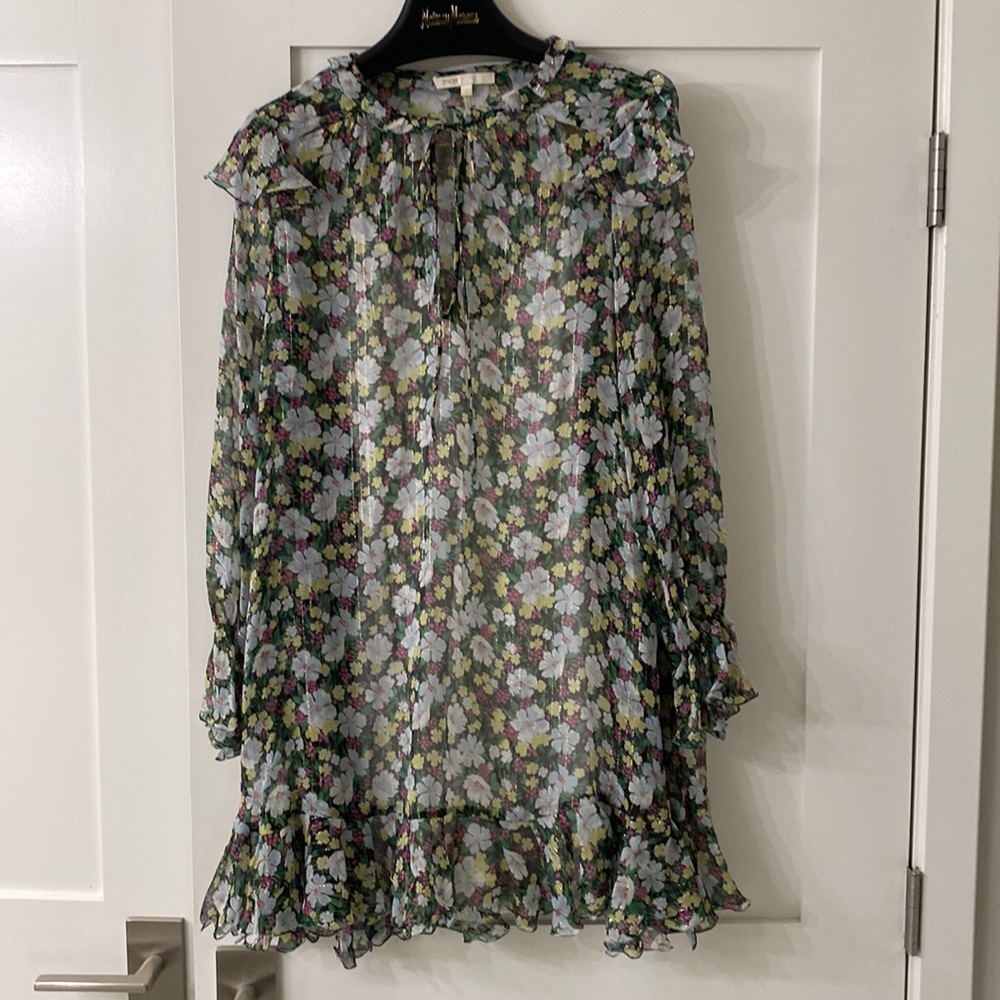 Maje floral gold pin stripe dress (size 2/4)